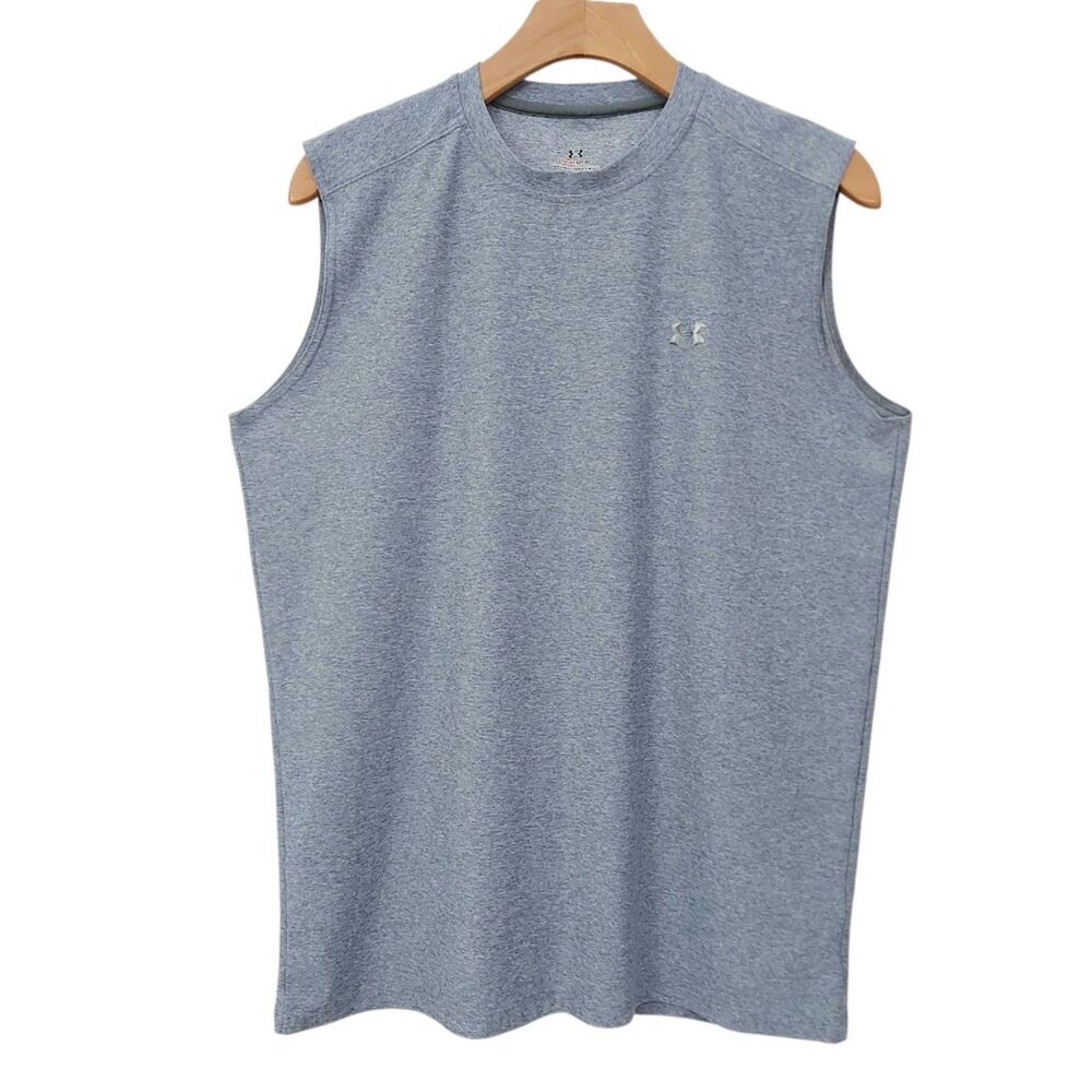 Under Armour HeatGear Tank Top Mens Medium Blue Sleeveless Athletic Shirt